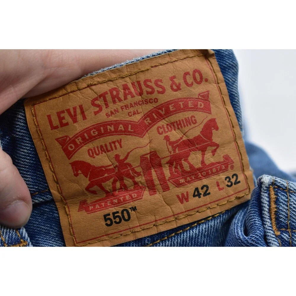 Levis 550 Jeans Mens 42x32 Blue Relaxed Fit Tapered Leg Denim New 100% Cotton - Picture 7 of 14